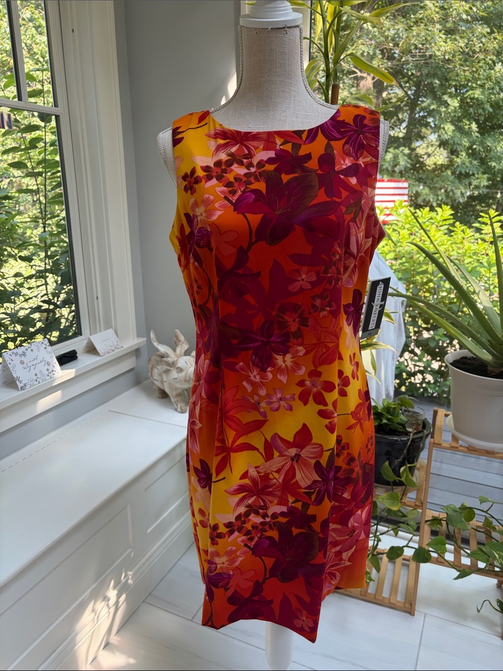 Floral Sheath Dress in Yellow & Magenta